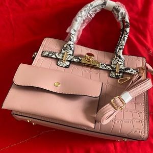 Pink designed satchel bag